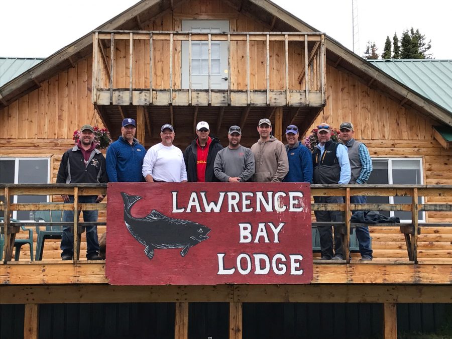 group photo outside of Lawrence Bay Lodge