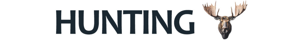 The word "Hunting" in bold black letters with a moose head on the right.